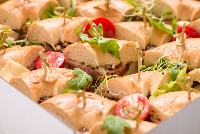 Party catering with assorted hoagie platters